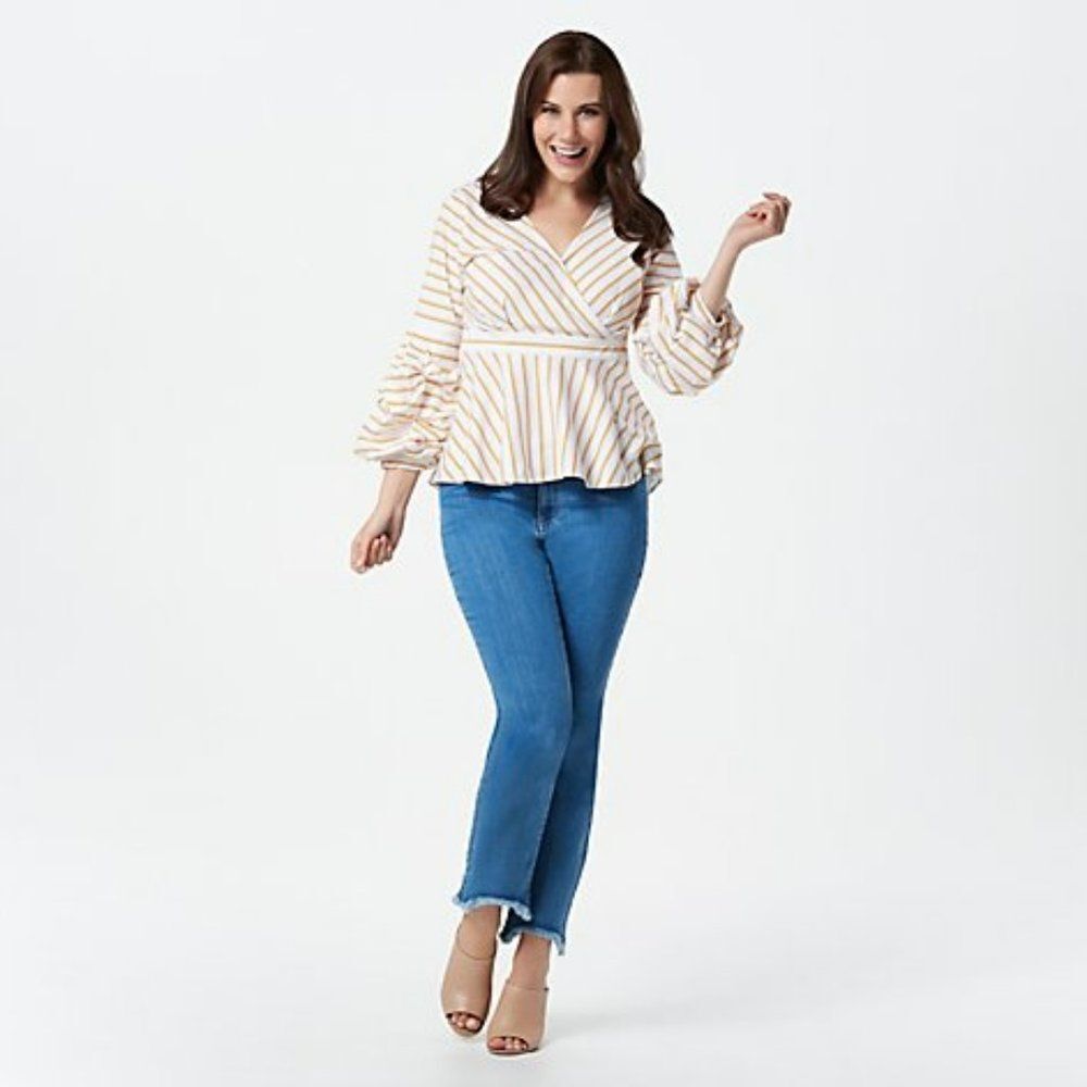 Du Jour Striped Woven Blouse - Sunflower Size 6
